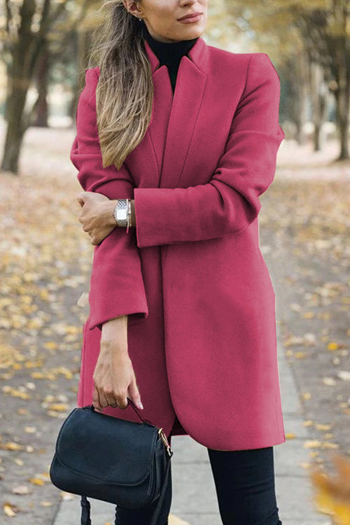 Fashion Chic Solid Color Stand Collar Coat