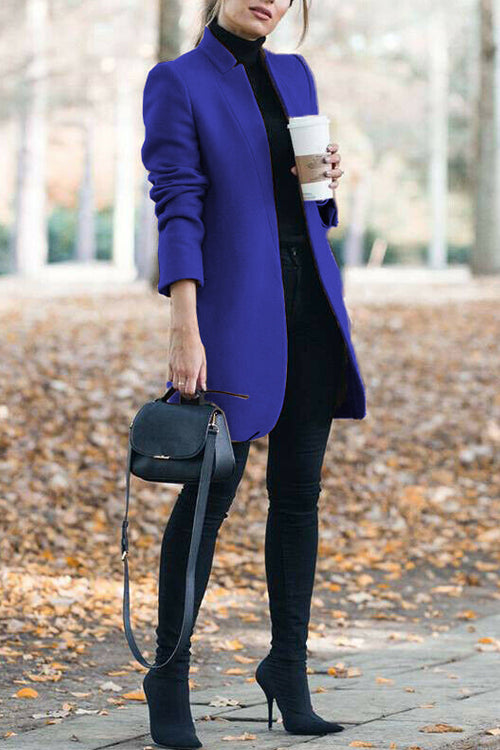 Fashion Chic Solid Color Stand Collar Coat