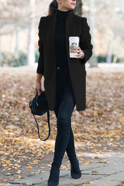 Fashion Chic Solid Color Stand Collar Coat