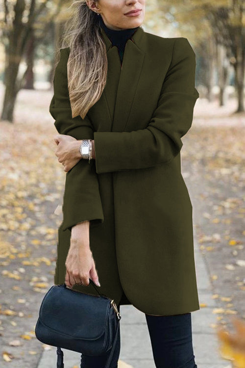 Fashion Chic Solid Color Stand Collar Coat