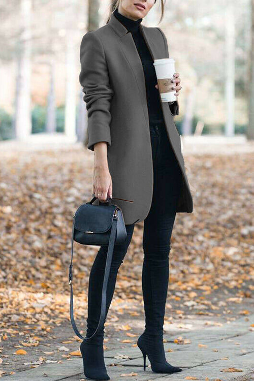 Fashion Chic Solid Color Stand Collar Coat