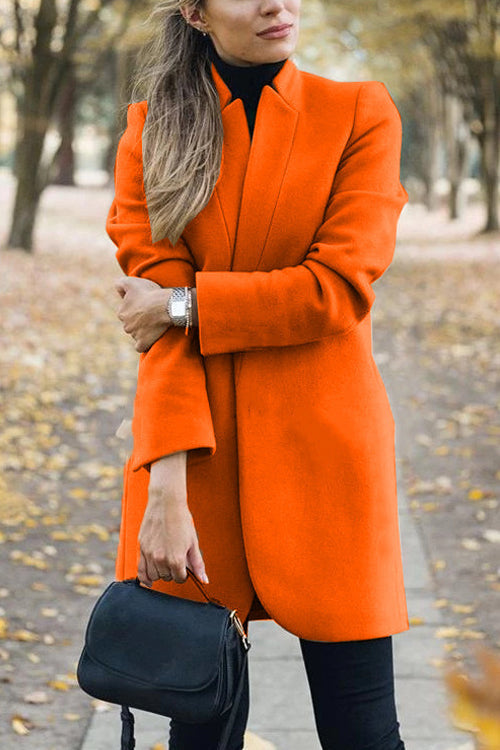 Fashion Chic Solid Color Stand Collar Coat