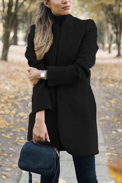 Fashion Chic Solid Color Stand Collar Coat