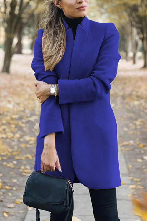 Fashion Chic Solid Color Stand Collar Coat