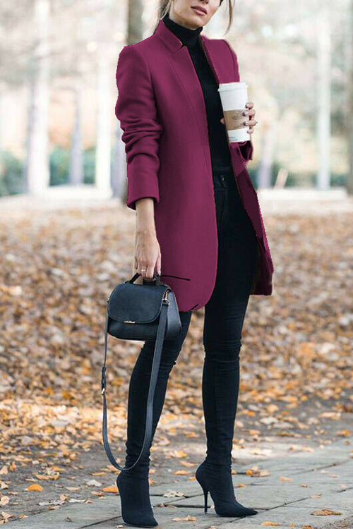 Fashion Chic Solid Color Stand Collar Coat