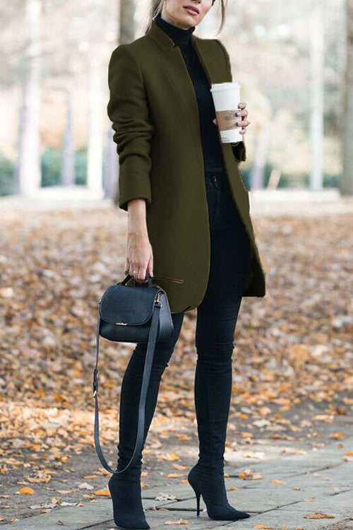 Fashion Chic Solid Color Stand Collar Coat