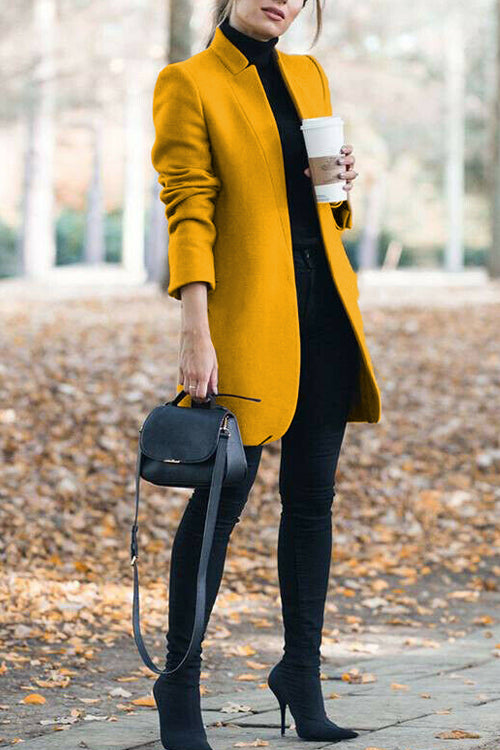 Fashion Chic Solid Color Stand Collar Coat