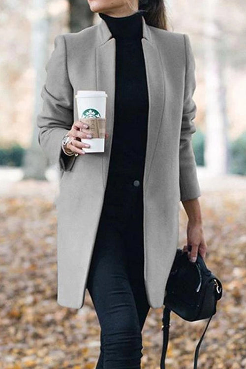 Fashion Chic Solid Color Stand Collar Coat