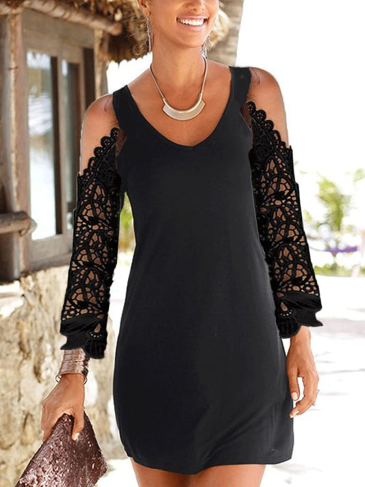 Lace Sleeve Cold Shoulder Dress