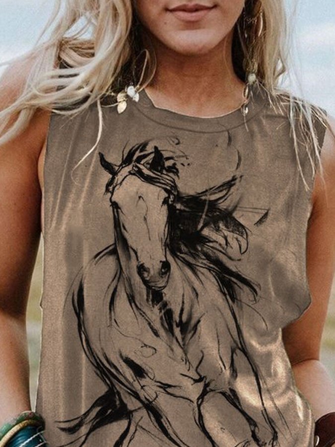 Western Horse Print Vest