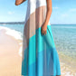 Chiffon Color Block Spaghetti Strap Cover Up