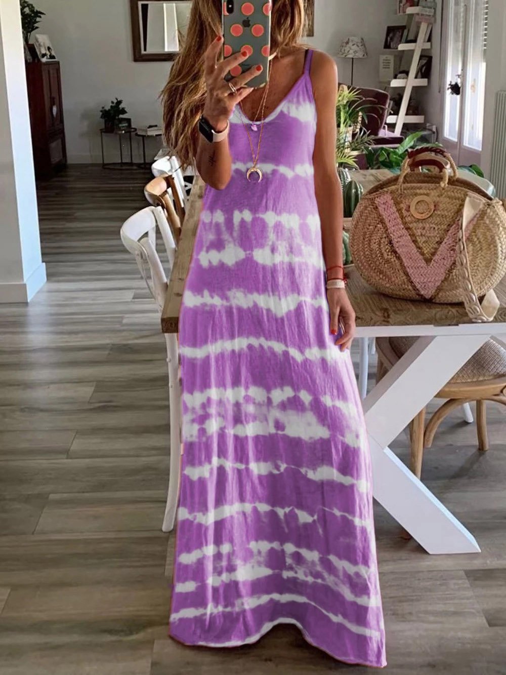Loose-print Halter Dress