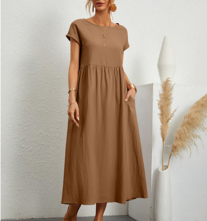 Last Day Promotion 50% off 🔥2023 spring fashion solid color cotton linen pocket dress