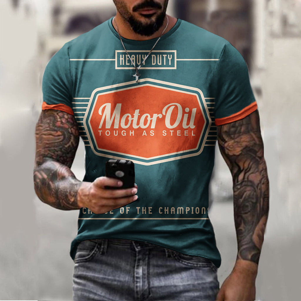 Retro engine oil print T-shirt