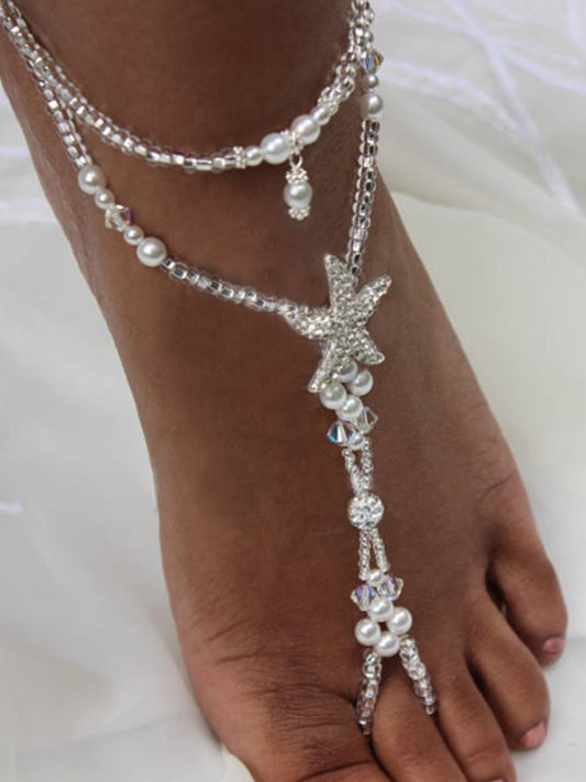 Starfish Pearl Double Anklet 1Pcs