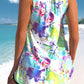 Bowknot Floral Print Wide Strap Tankini Top Set