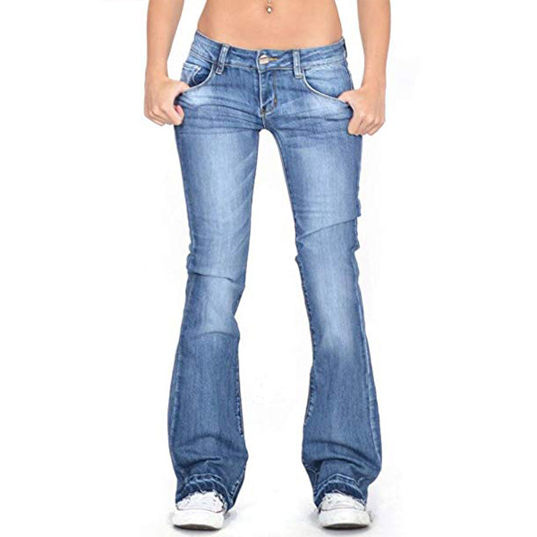 Low Rise Faded Frayed Ends Bootcut Jeans