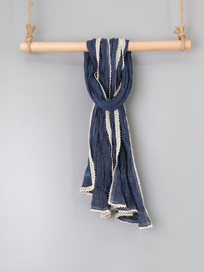 Women's Solid Lace Cotton Scarf
