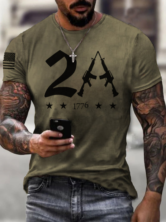 Mens 2A American Flag Art Print T-shirt