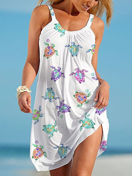 Seaside Print Tank Top Dress