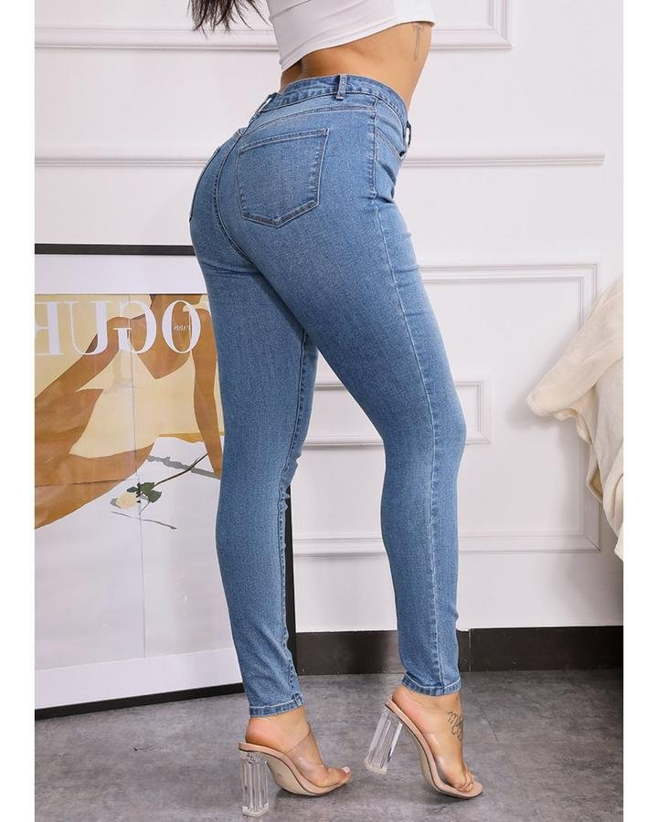 Elastic High Waist Jeans