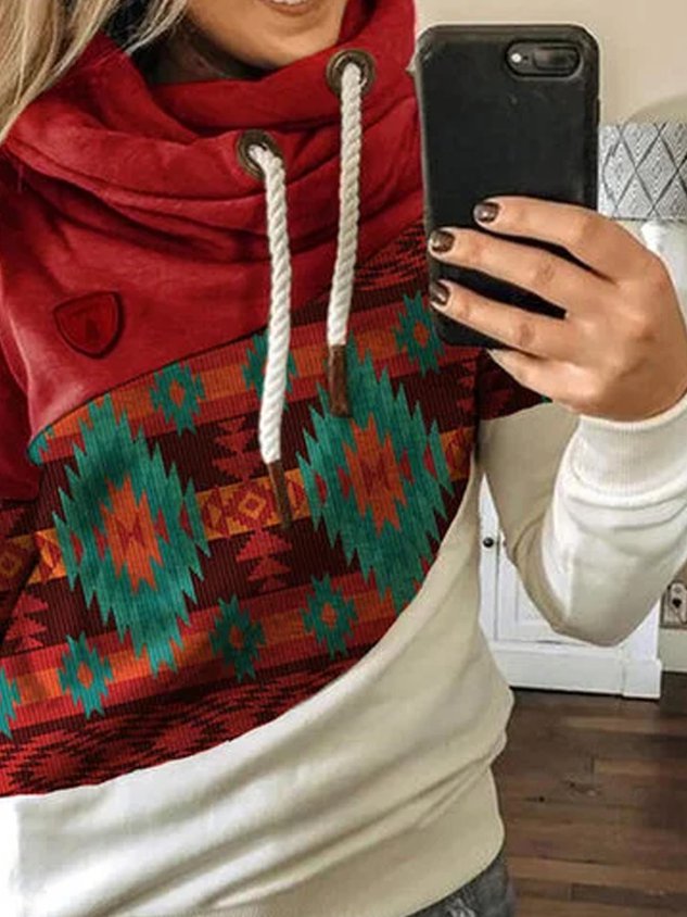 Farbblock Lässige Sweatshirts mit Kapuze