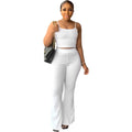 European and American solid color suspenders flared pants suit