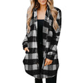 New women's cardigan casual plaid shirt