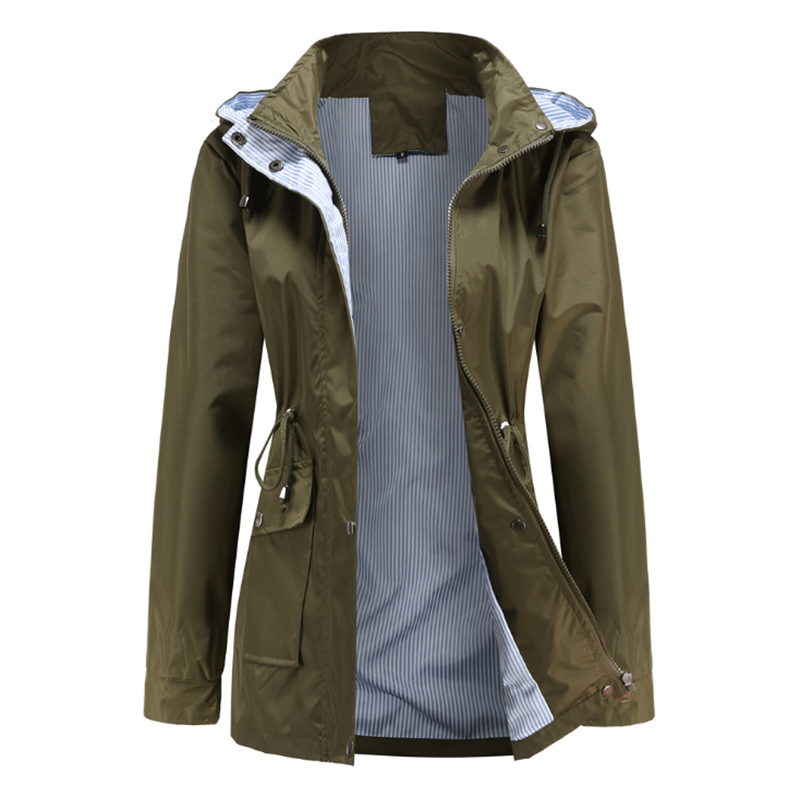 Women's Light Rain Jacket Striped Climbing Raincoats Windbreaker