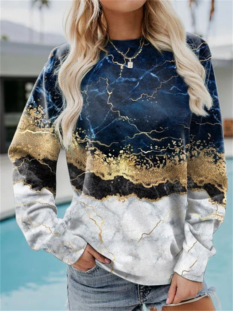 Crew Neck Geometric Casual Sweatshirt