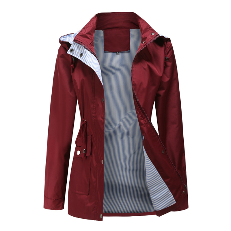 Women's Light Rain Jacket Striped Climbing Raincoats Windbreaker