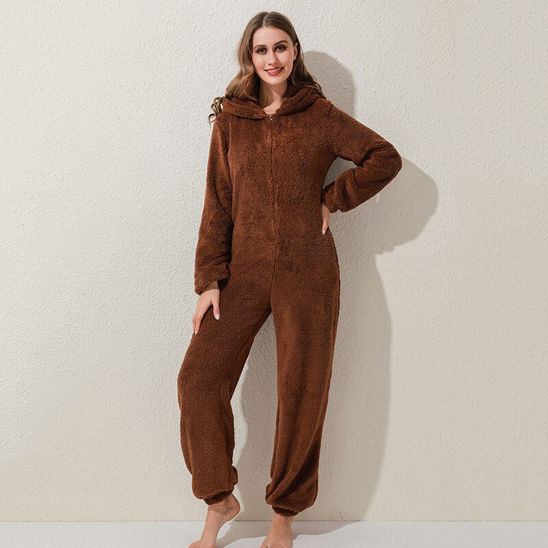 Winter Warm Pyjamas Women Onesies Fluffy Fleece Jumpsuits