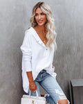 Flornana Casual Solid Pocket Buckle Hooded Collar Tops