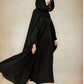 Women Hooded Style Ankle Length Woolen Long Cloak Loose Sleeveless Coats