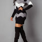 Mock Neck Long Sleeve Chevron Pattern Sweater Dress