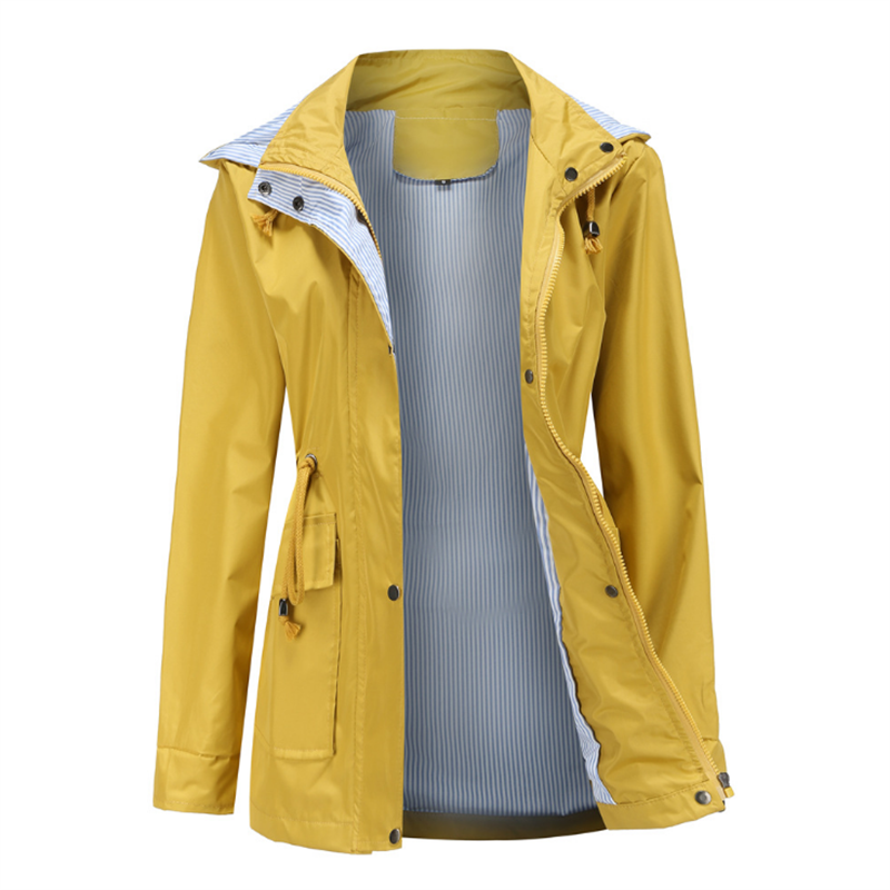 Women's Light Rain Jacket Striped Climbing Raincoats Windbreaker