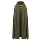 Women Hooded Style Ankle Length Woolen Long Cloak Loose Sleeveless Coats