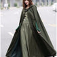 Women Hooded Style Ankle Length Woolen Long Cloak Loose Sleeveless Coats