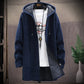 2022 Men Casual Sweaters Jacket Slim Long Thick Warm Hooded Sweater Coat