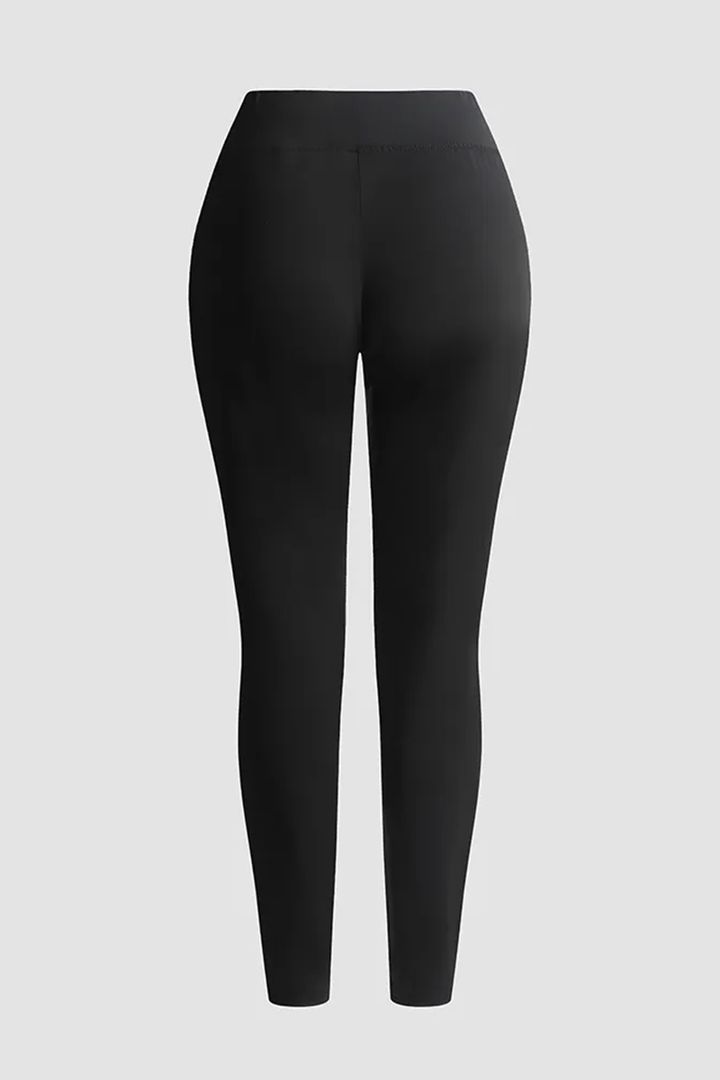 Contrast Panel Zipper Detail Faux Leather Pants