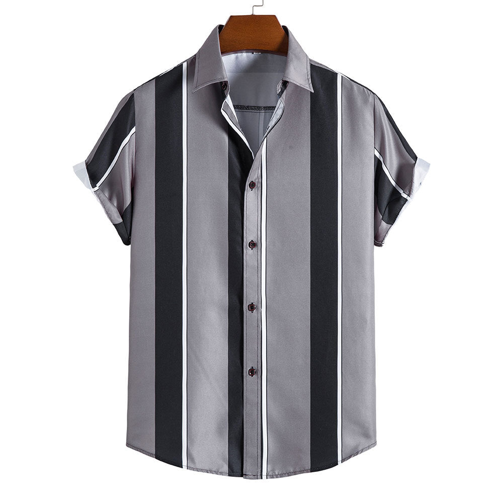2022 Printed Striped Male Casual Short Sleeve