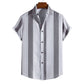 2022 Printed Striped Male Casual Short Sleeve