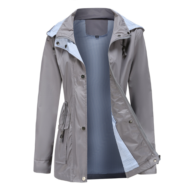 Women's Light Rain Jacket Striped Climbing Raincoats Windbreaker