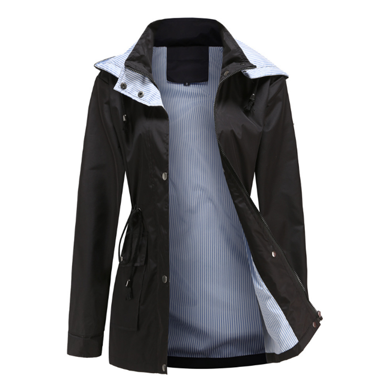 Women's Light Rain Jacket Striped Climbing Raincoats Windbreaker