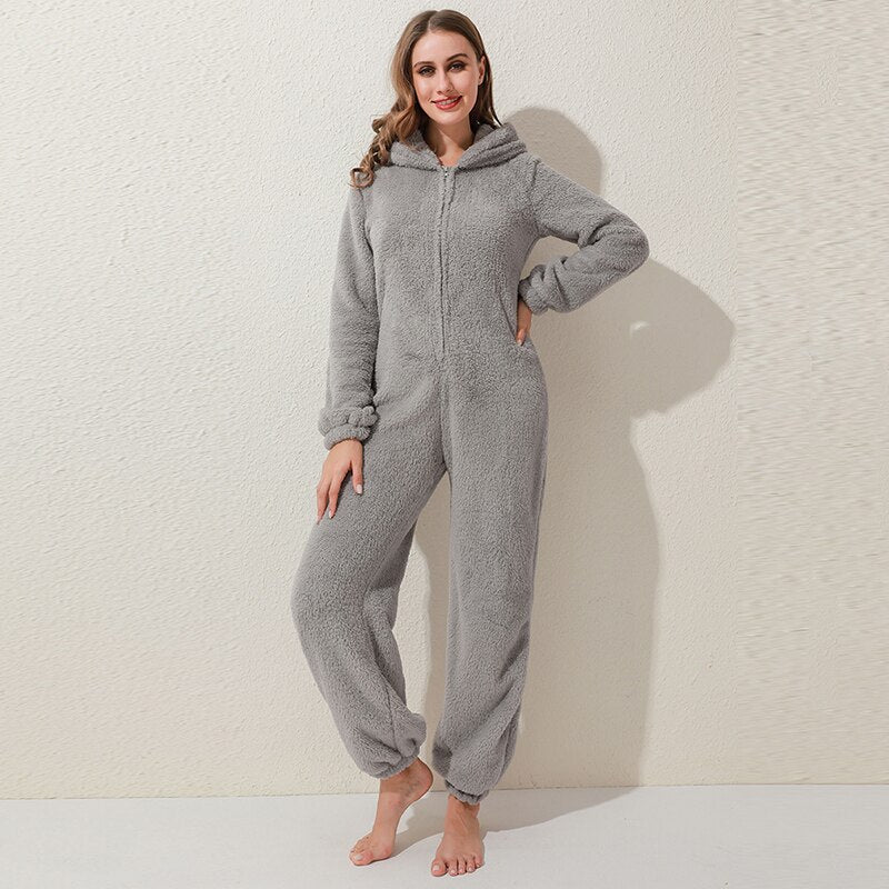 Winter Warm Pyjamas Women Onesies Fluffy Fleece Jumpsuits