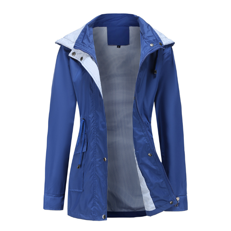 Women's Light Rain Jacket Striped Climbing Raincoats Windbreaker