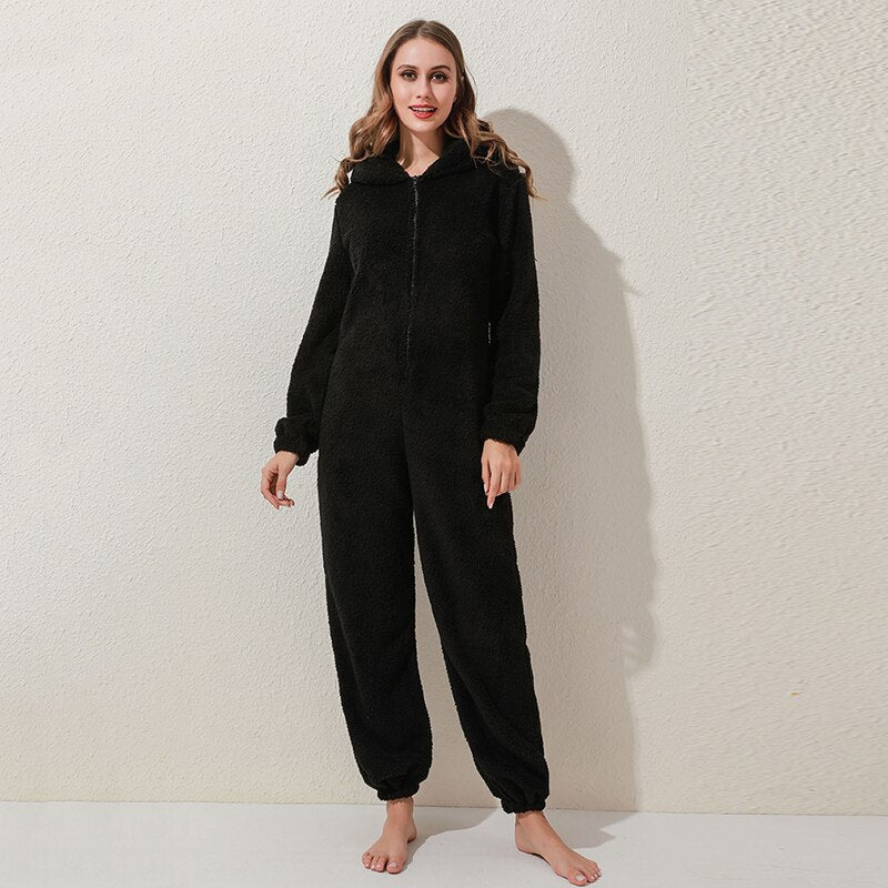 Winter Warm Pyjamas Women Onesies Fluffy Fleece Jumpsuits