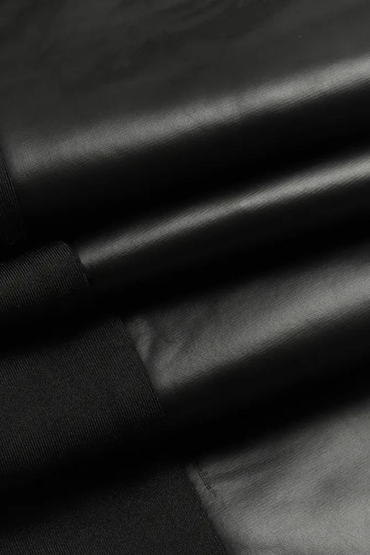 Contrast Panel Zipper Detail Faux Leather Pants