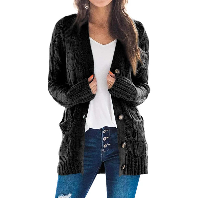 2024 V Neck Long Sleeve casual cardigan jacket