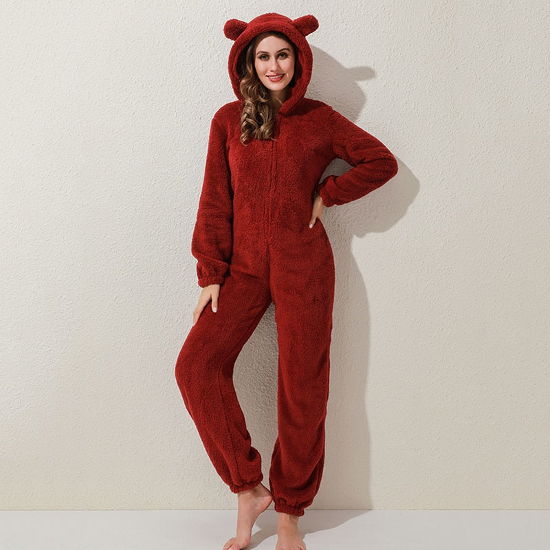 Winter Warm Pyjamas Women Onesies Fluffy Fleece Jumpsuits